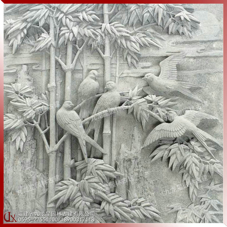 石雕鳥浮雕圖片